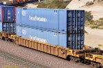 DTTX 620999-C at Alray-Cajon Pass CA with Pacer Stack Train containers.  9/22/2009